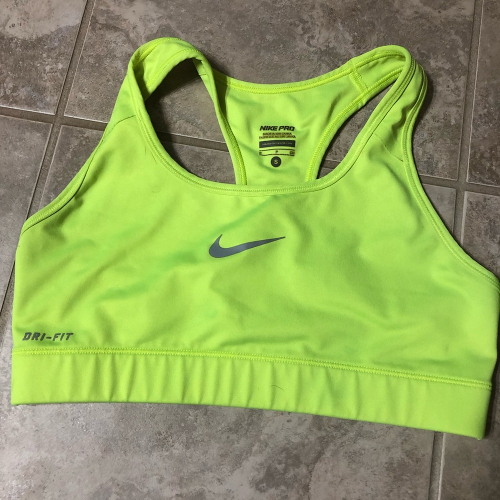 yellow nike sports bra